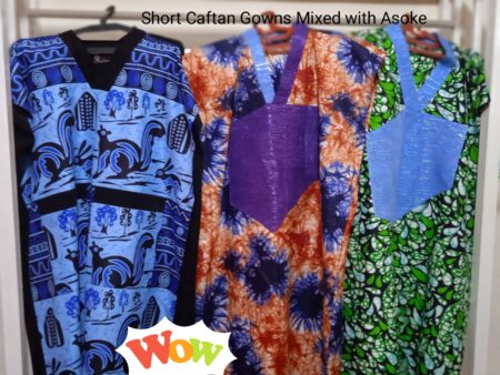 short Kaftan Gown Mixed with Aso oke